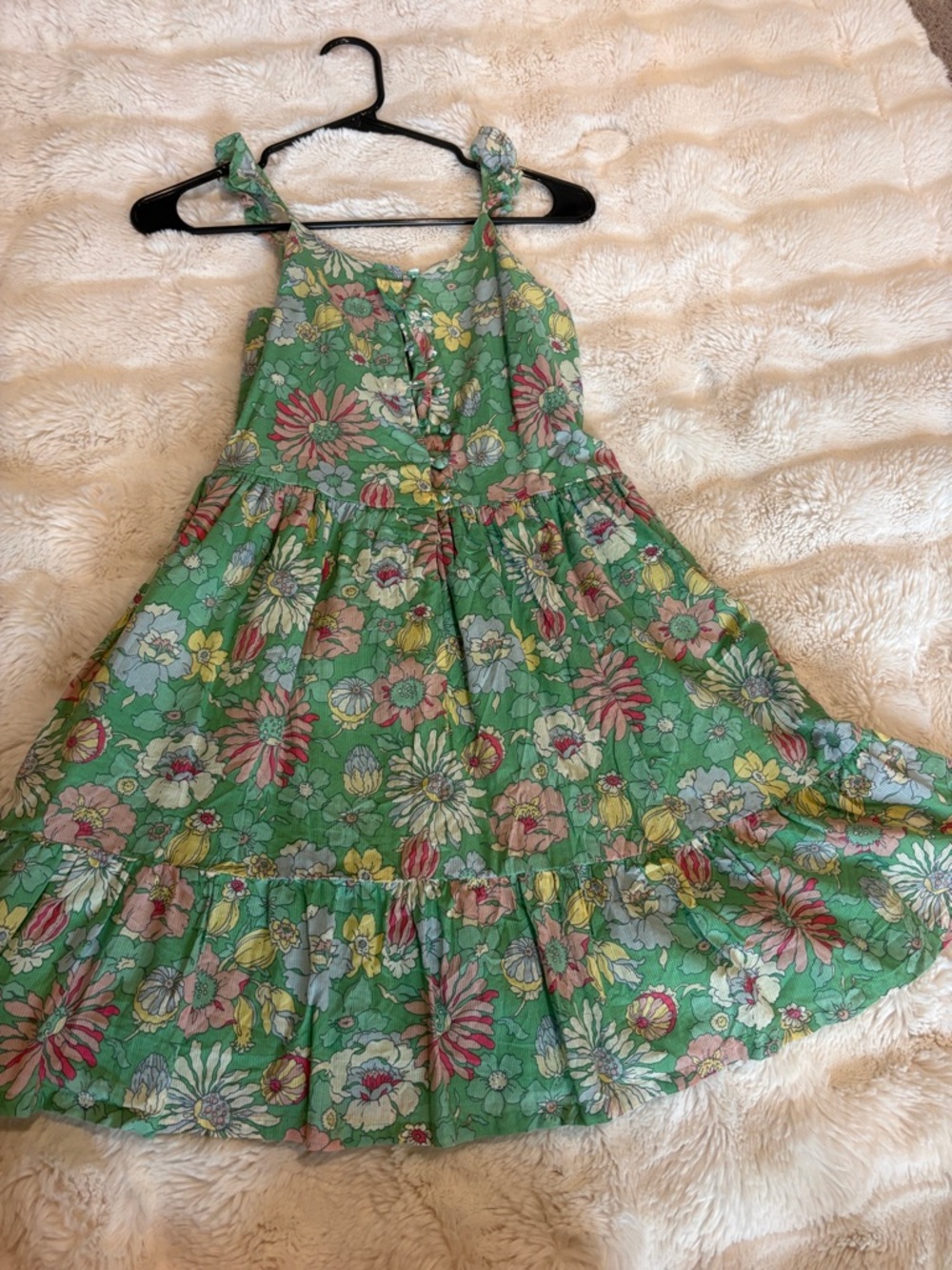 GAP Green Floral Tie-Shoulder Tiered Dress